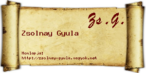 Zsolnay Gyula névjegykártya